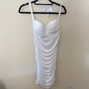 Elegant White Ruched Dress